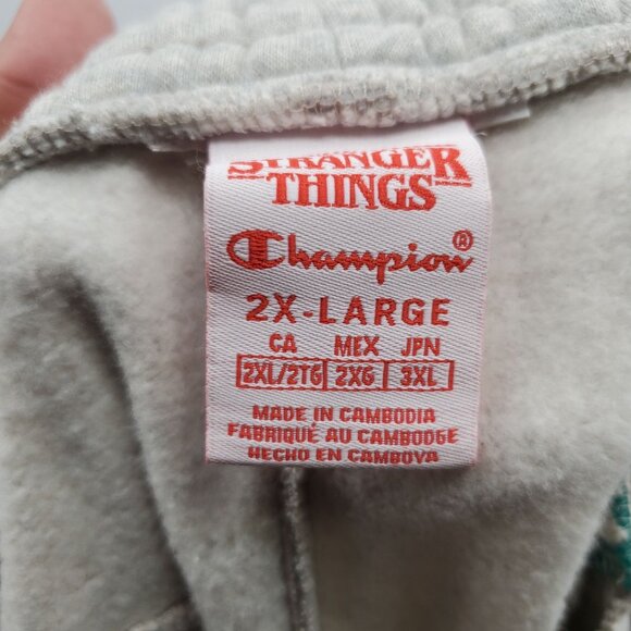 Champion x Stranger Things Hawkins High Sweatpants Jogger Men Size 2XL Grey - Picture 7 of 13